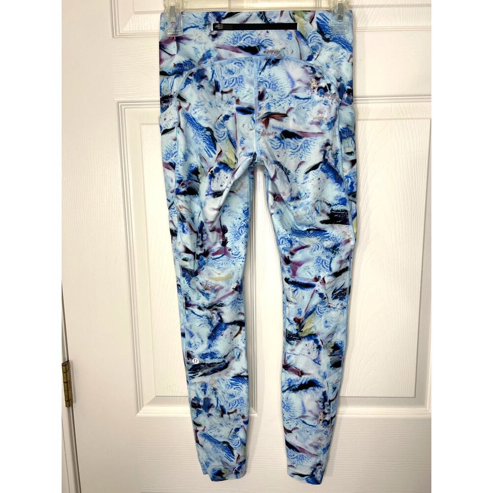 Lululemon Womens Speed Up Luxtreme Legging Hip Pockets Multi Blue 4 Fitness Gym